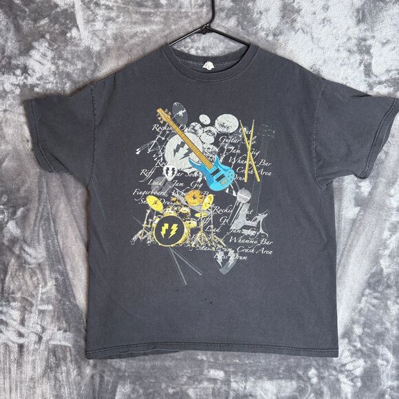 Vintage Y2K Punk Guitar Band Short Sleeve Black T-Shirt Size X-Large Rock - Picture 1 of 7